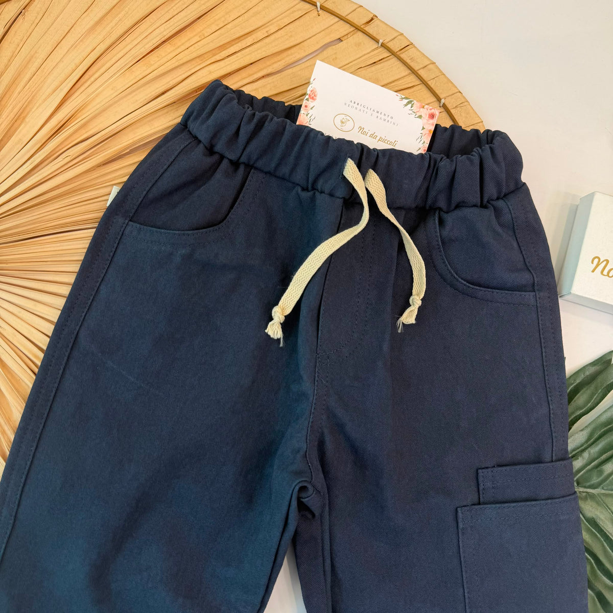 PANTALONE IN COTONE CALDO BLU - Noi da piccoli