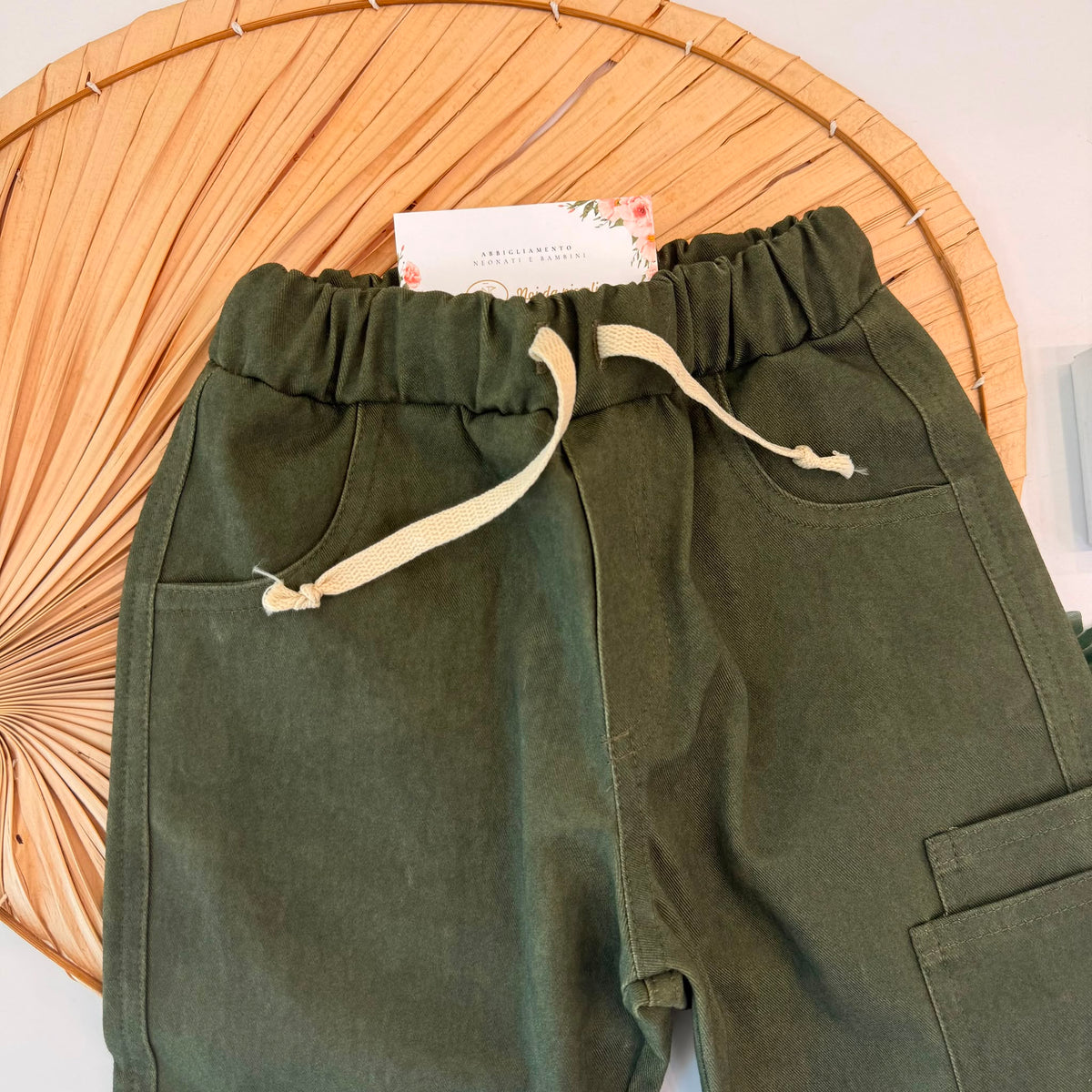 PANTALONE IN COTONE CALDO VERDE - Noi da piccoli
