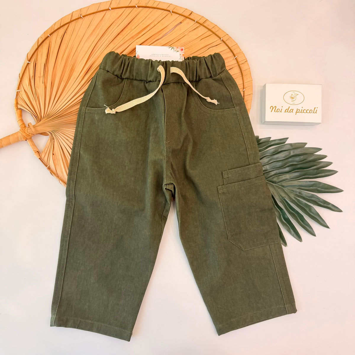 PANTALONE IN COTONE CALDO VERDE - Noi da piccoli