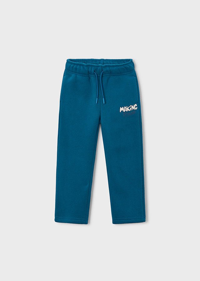 Pantalone in Cotone Caldo Verde Acqua con Scritta Mayoral