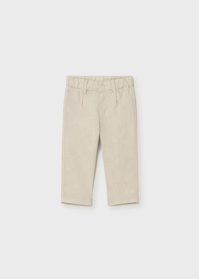 PANTALONE IN COTONE E LINO AVENA - Noi da piccoli