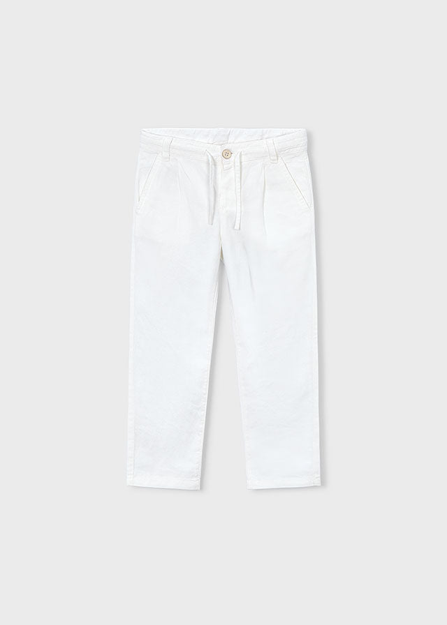 PANTALONE IN COTONE E LINO BIANCO - Noi da piccoli