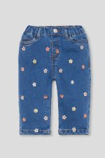 PANTALONE IN DENIM CON FIORELLINI DENIM