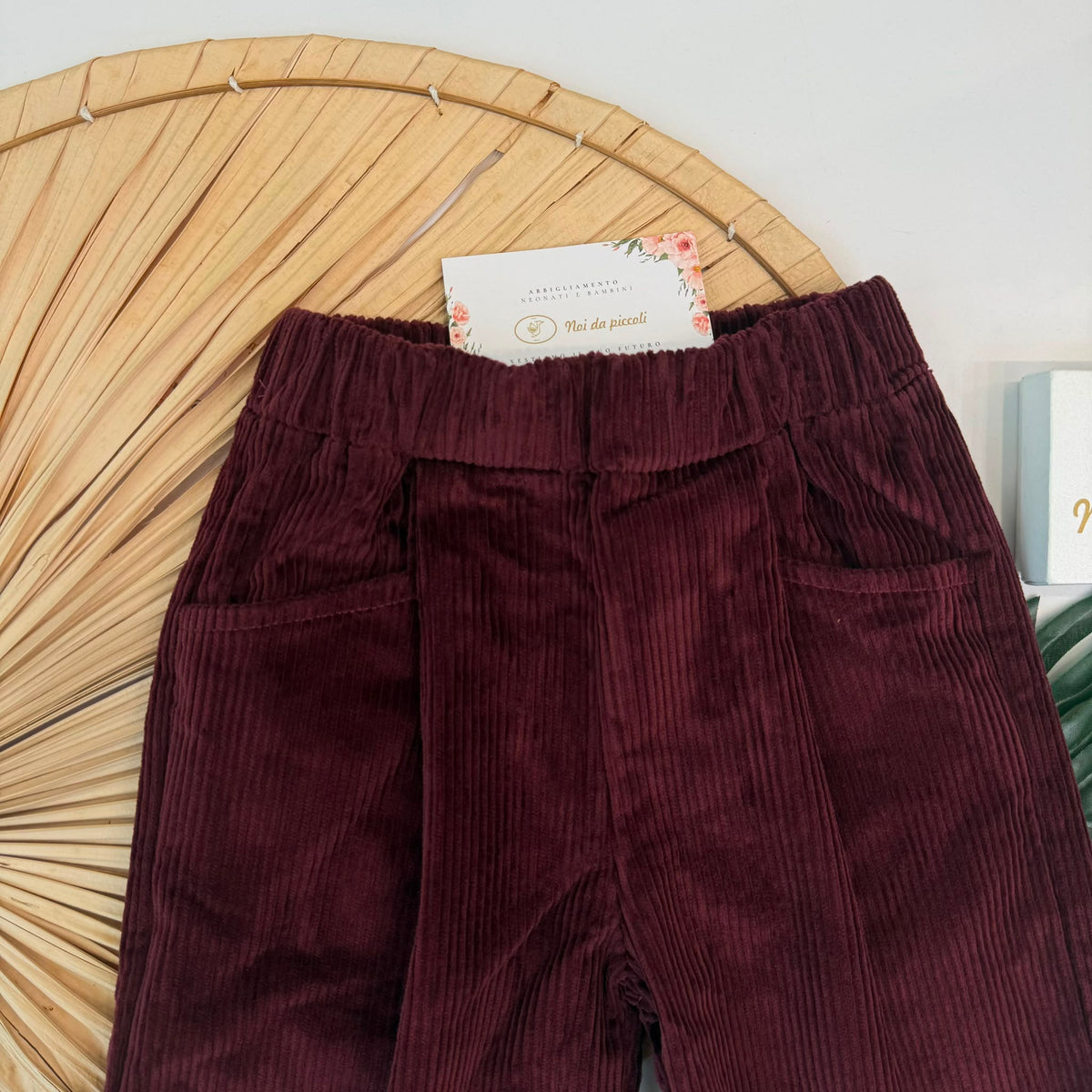 PANTALONE IN VELLUTO BORDEAUX - Noi da piccoli