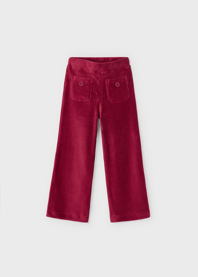 PANTALONE IN VELUTO A ZAMPA CILIEGIA - Noi da piccoli