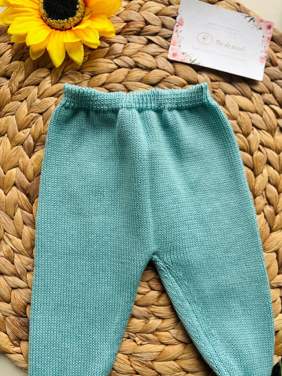 PANTALONE NEONATO IN COTONE E ACRILICO tiffany - Noi da piccoli