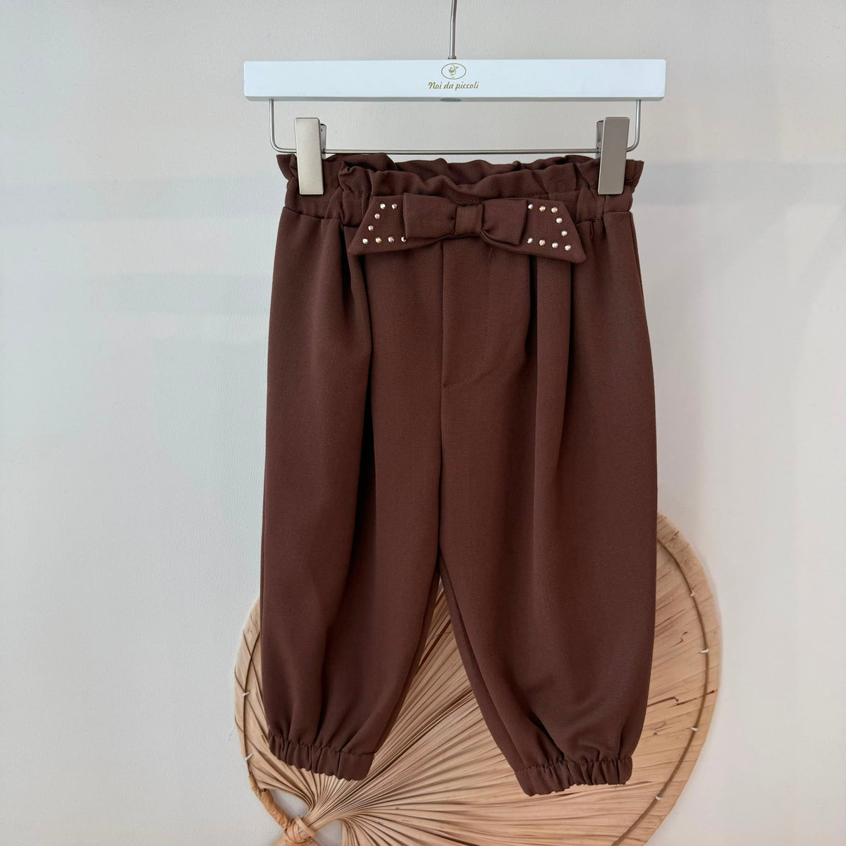 Pantalone Tessuto con Fiocco Marrone Nalù - Noi da piccoli