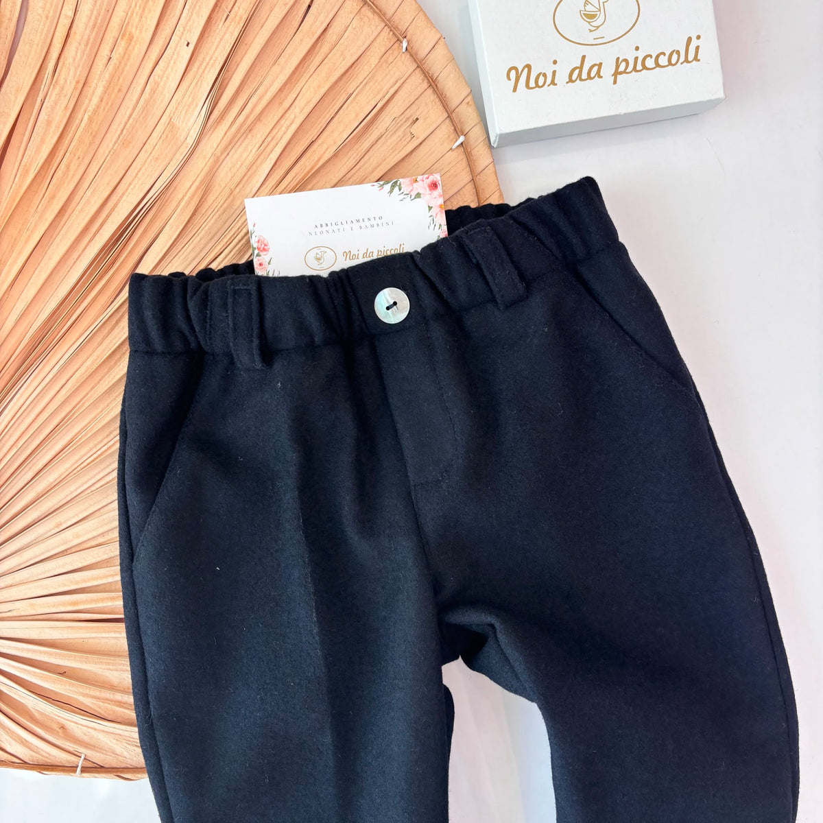 PANTALONE young boy in panno BLU - Noi da piccoli