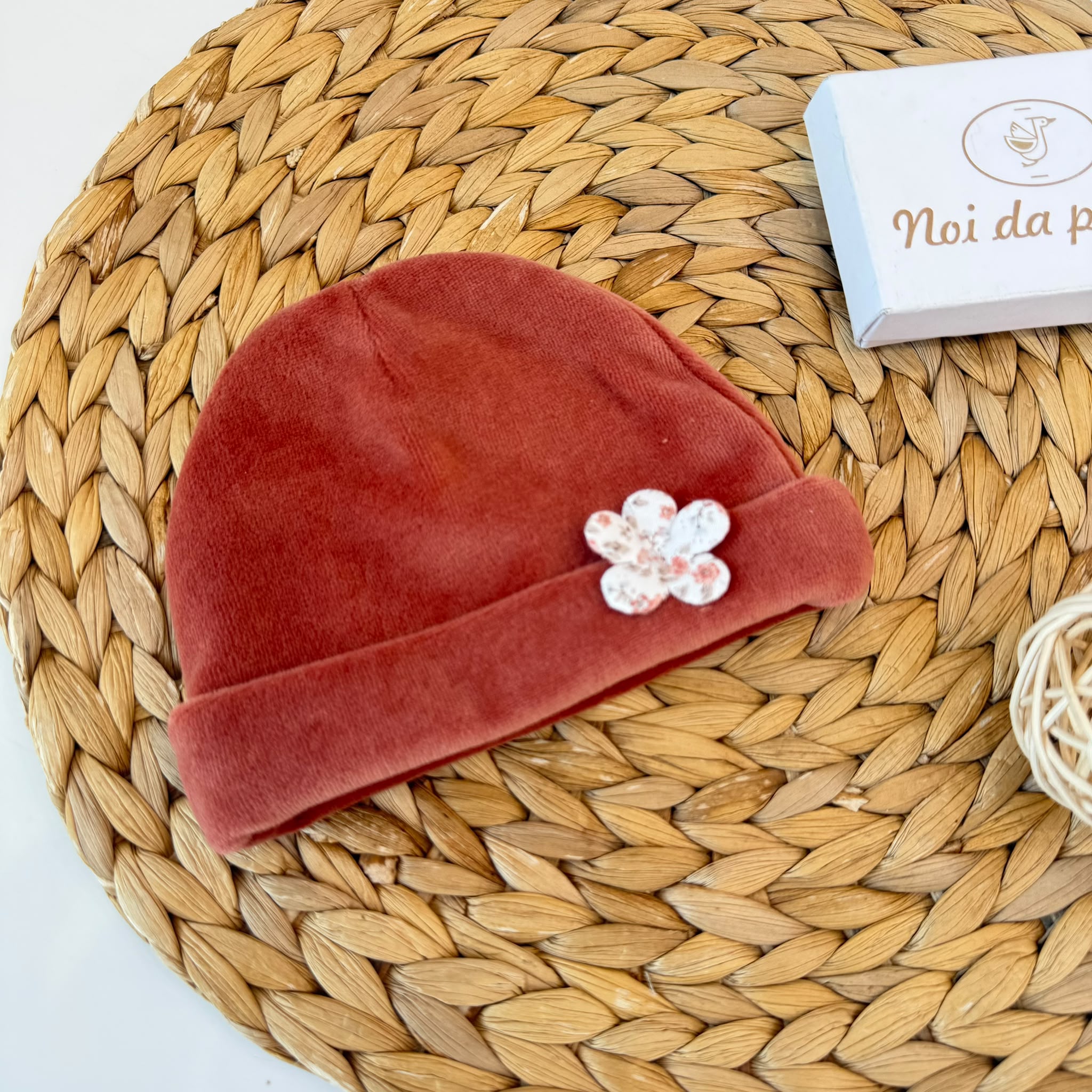 CAPPELLO IN CINIGLIA RUGGINE CON FIORELLINO