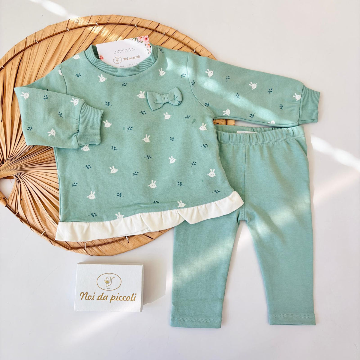 COMPLETO IN COTONE CALDO VERDE ACQUA