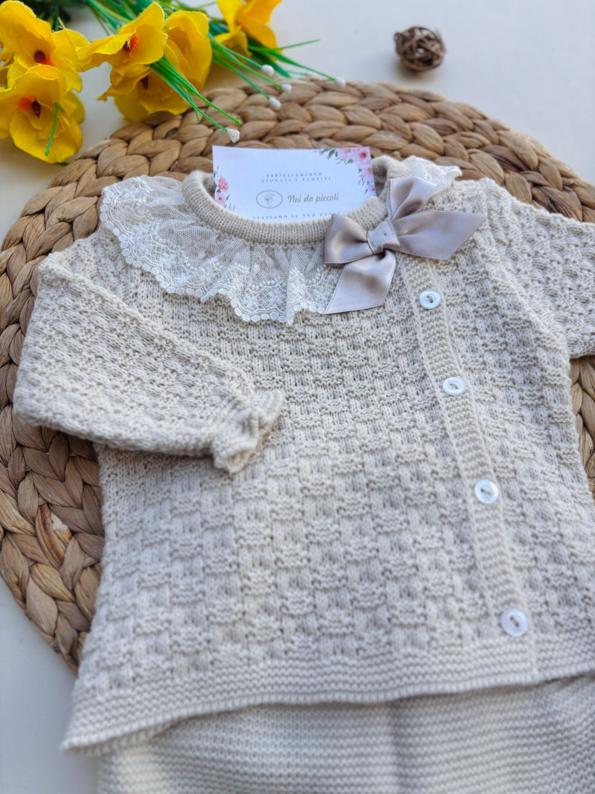 COMPLETO 2PZ CON CUFFIA FILATO CALDO BEIGE