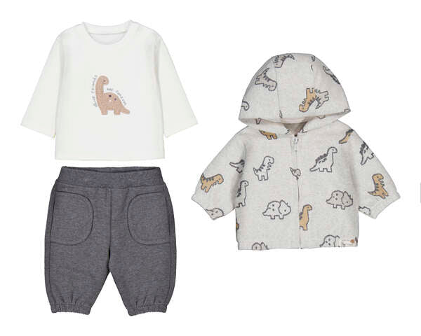 COMPLETO COTONE CALDO GRIGIO DINOSAURO