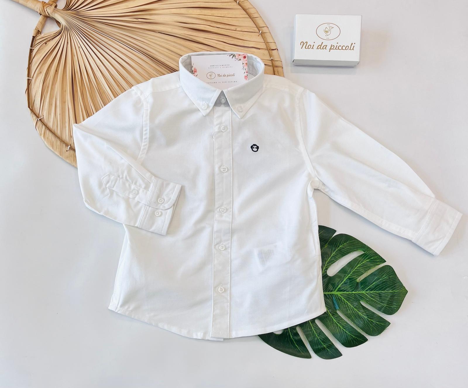 CAMICIA IN COTONE CALDO BIANCO CON TASCHINO SUL PETTO