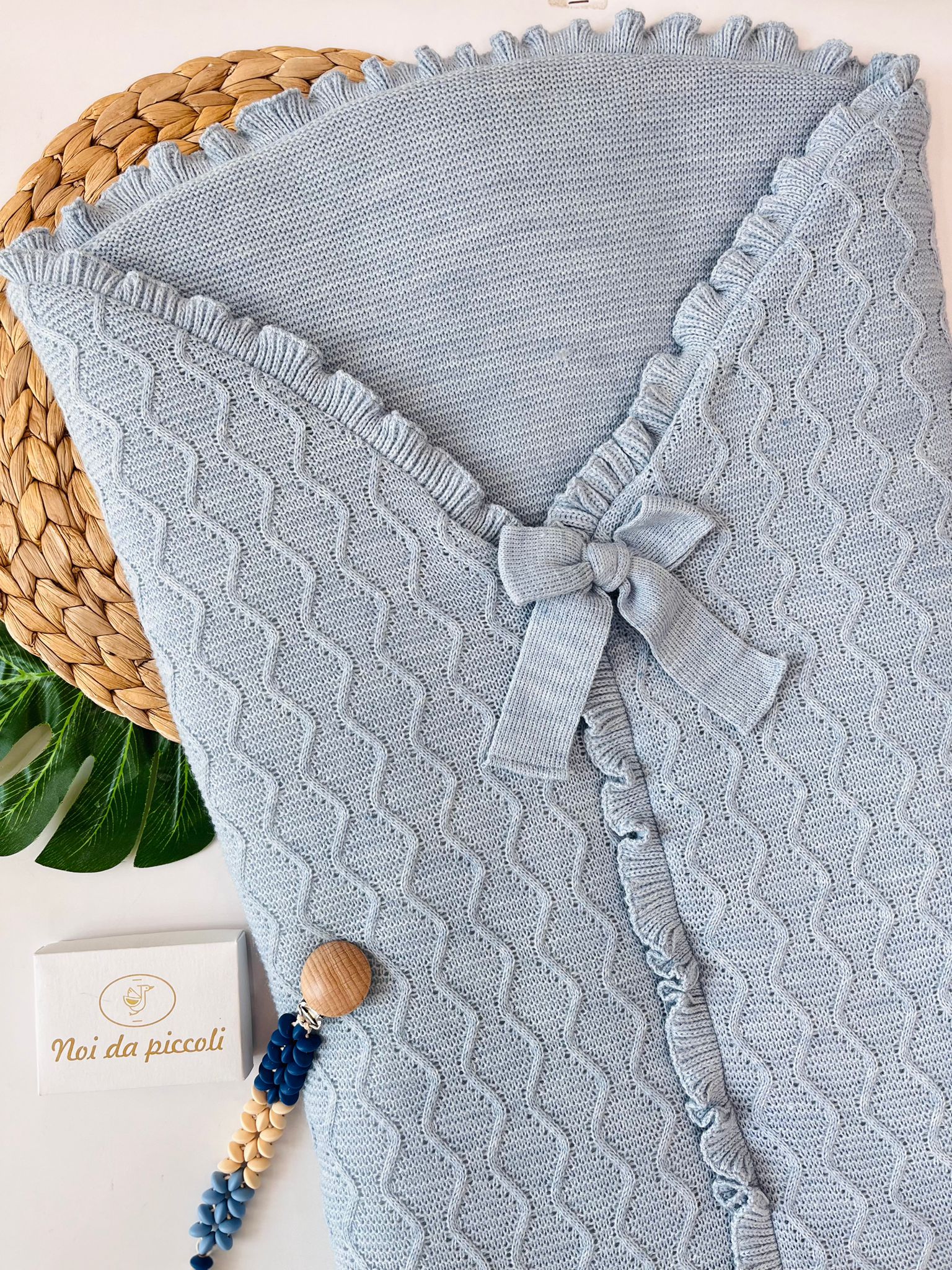 SACCO NANNA CON ZIP CENTRALE FILATO CALDO POLVERE INTRECCIO - Noi da piccoli