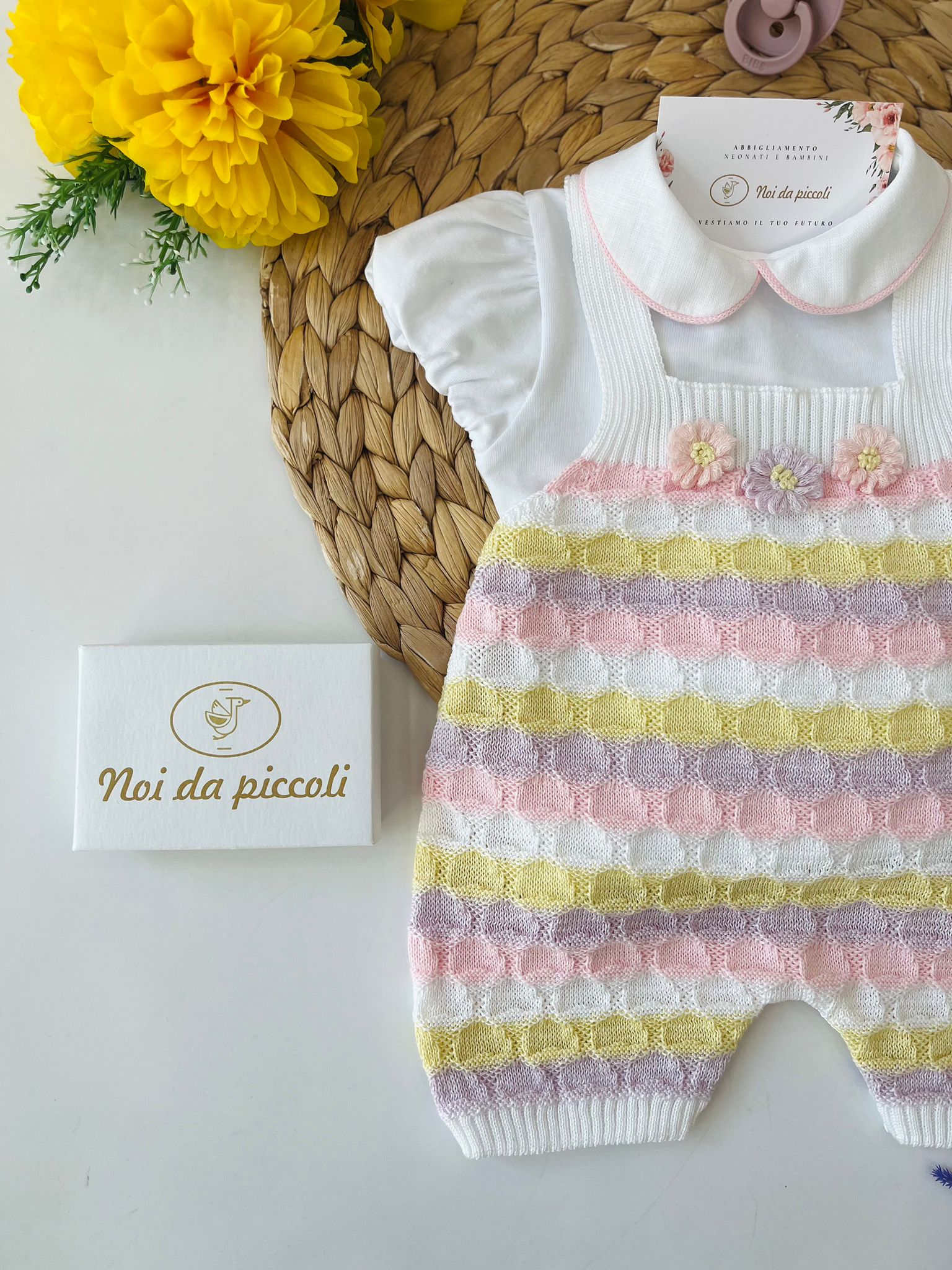 SALOPETTE 100 % COTONE Bianco - Noi da piccoli