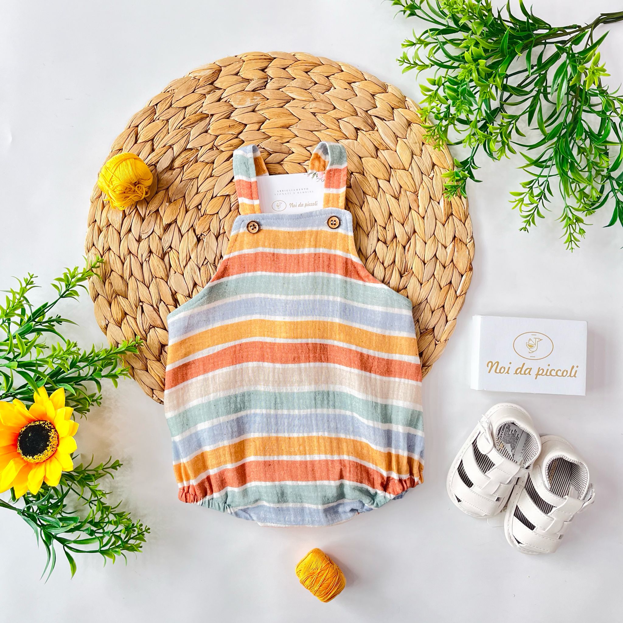 SALOPETTE 100 % COTONE RIGATO RAINBOW - Noi da piccoli