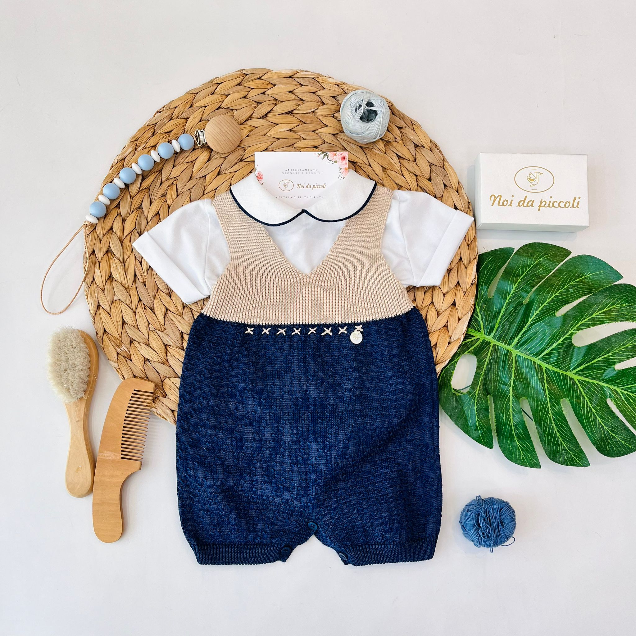 SALOPETTE 100% FILO DI COTONE BLU SABBIA - Noi da piccoli