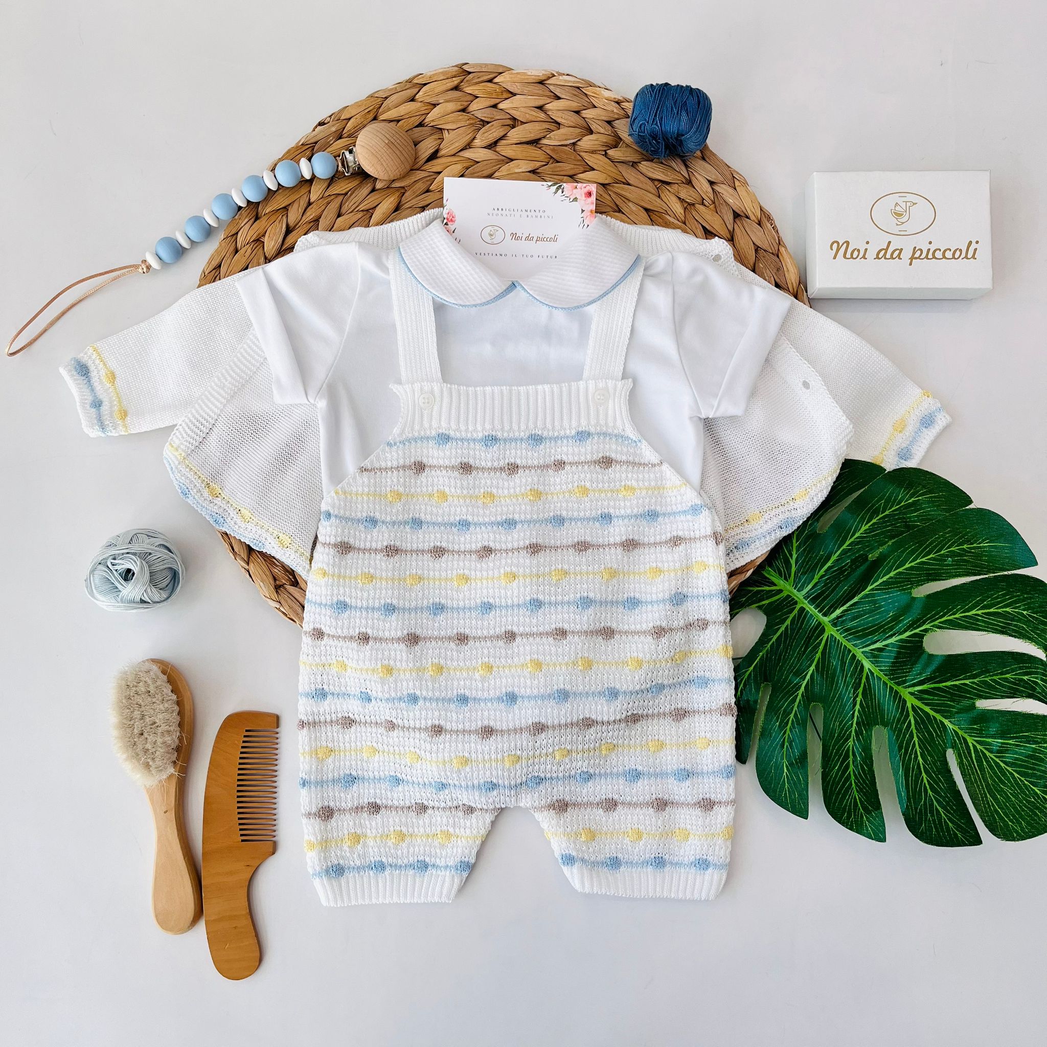 SALOPETTE 100% FILO DI COTONE POLVERE MULTICOLOR - Noi da piccoli