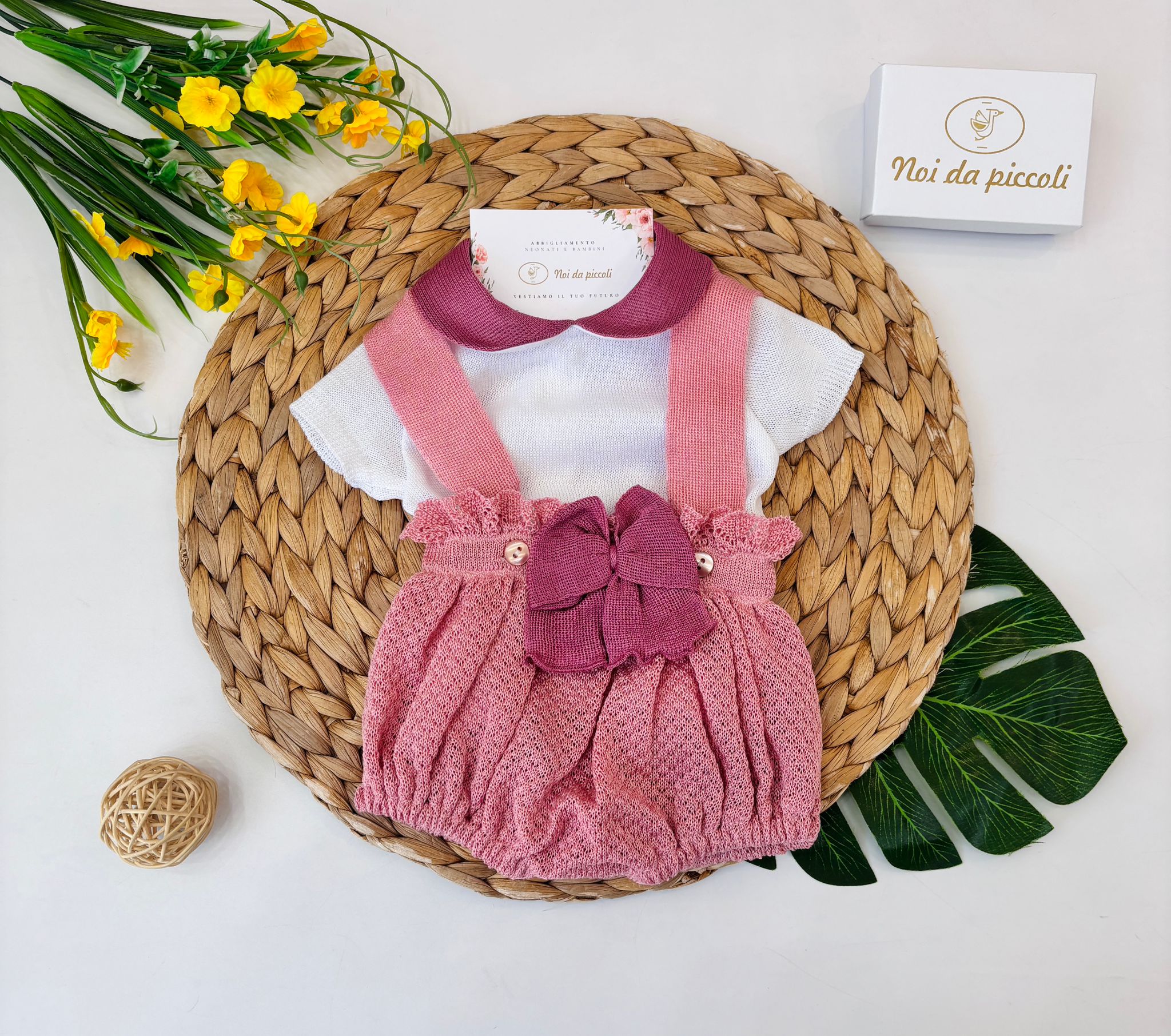 SALOPETTE 100% FILO DI COTONE ROSA - Noi da piccoli