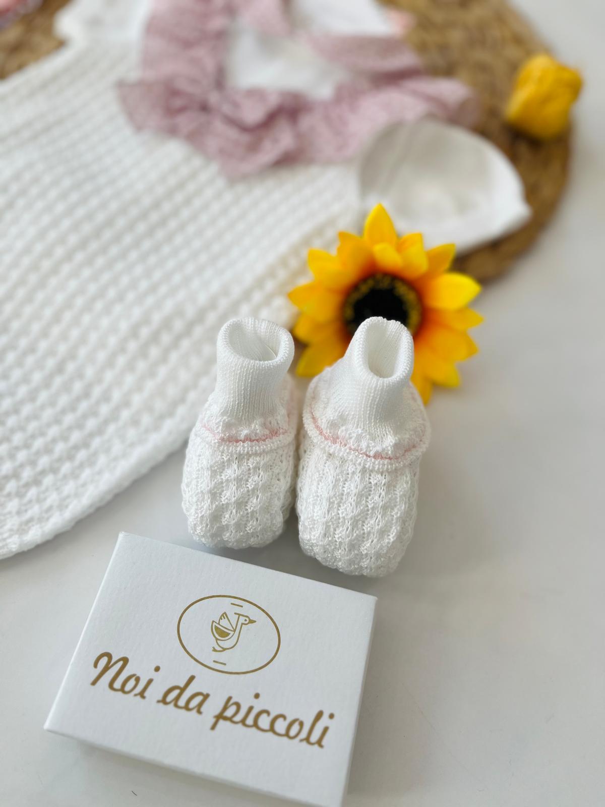 SALOPETTE CON BABBUCCE 100 % COTONE Bianco - Noi da piccoli