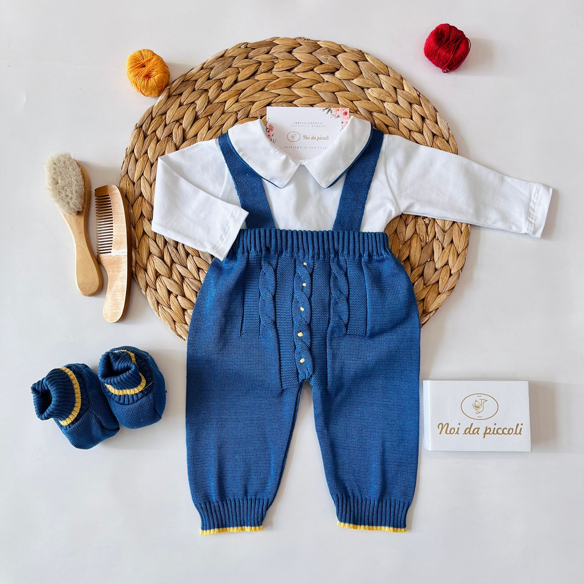 SALOPETTE CON BABBUCCE 100 % COTONE BLU - Noi da piccoli