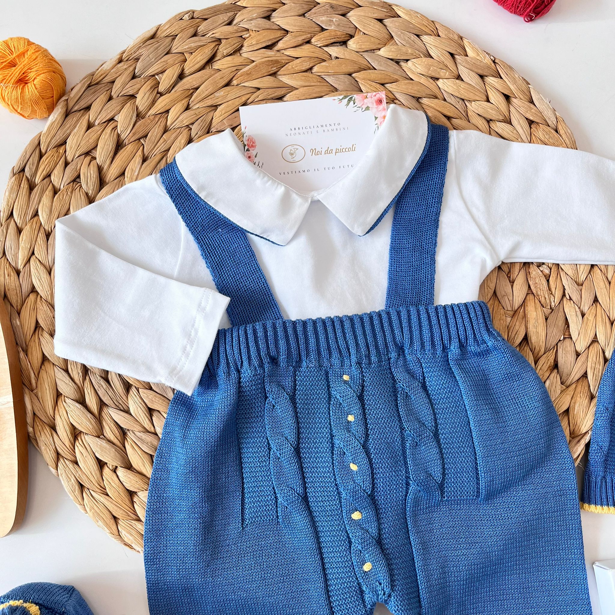 SALOPETTE CON BABBUCCE 100 % COTONE BLU - Noi da piccoli