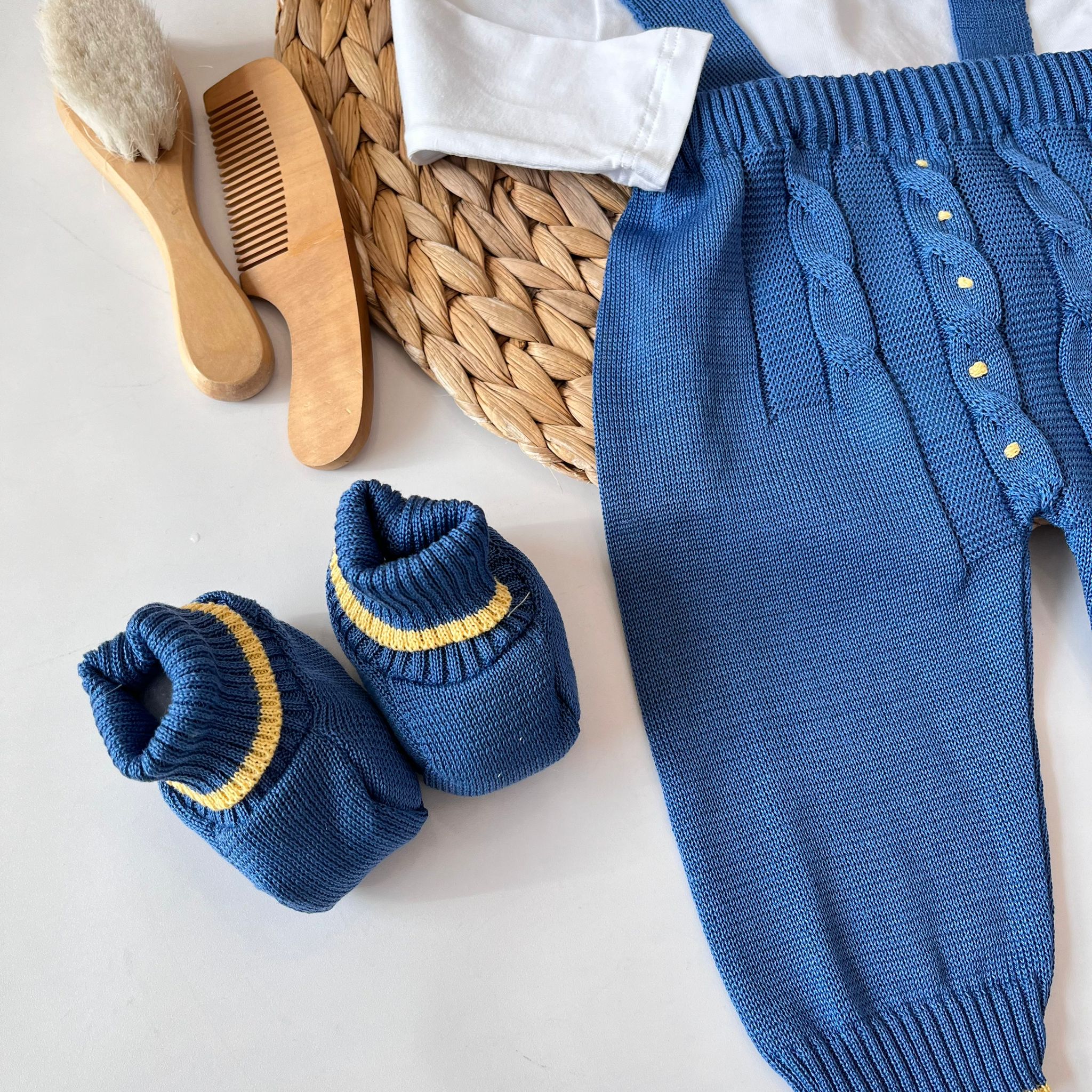 SALOPETTE CON BABBUCCE 100 % COTONE BLU - Noi da piccoli
