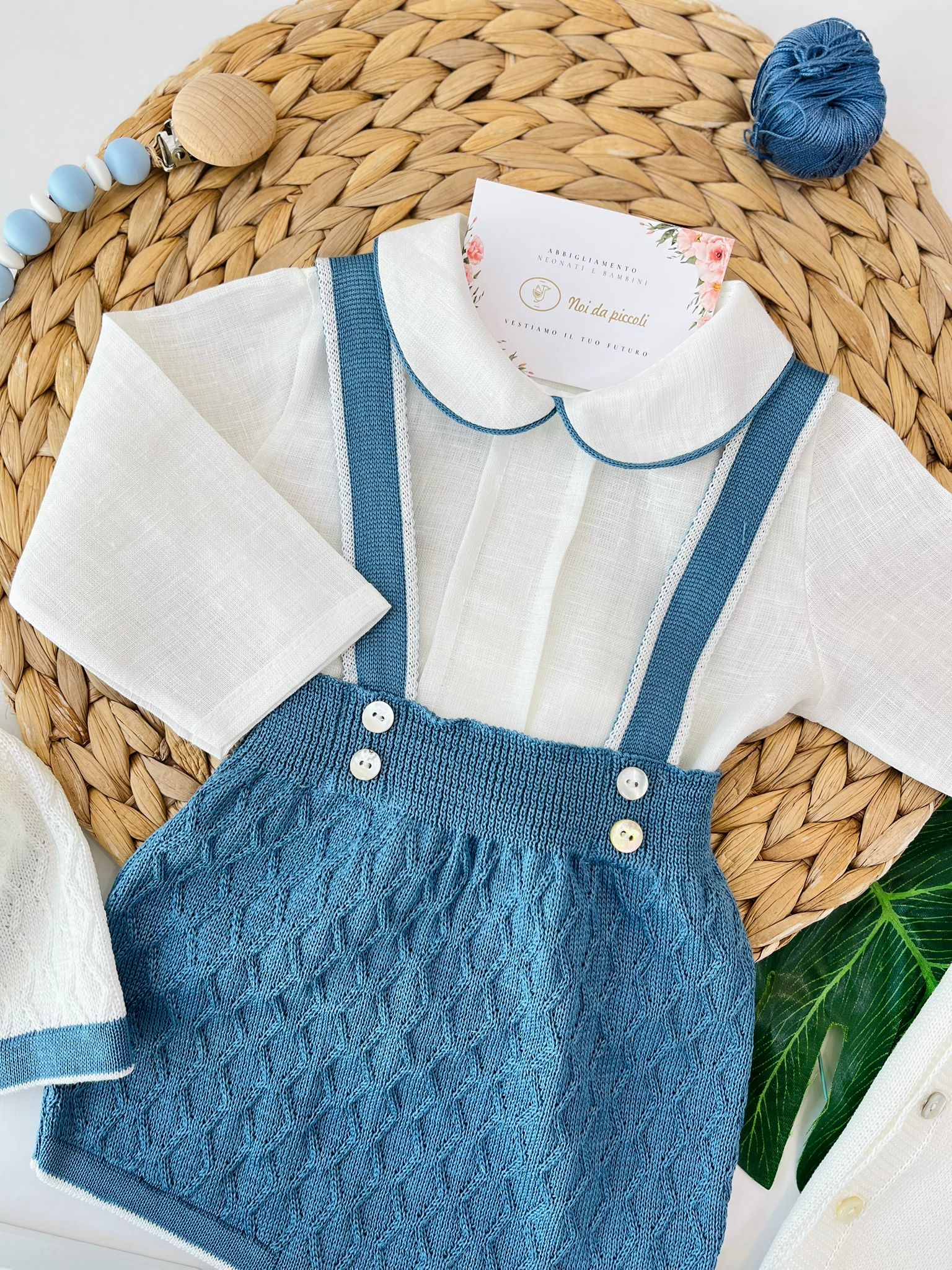 SALOPETTE CON BABBUCCE 100% FILO DI COTONE VANIGLIA OCEANO - Noi da piccoli