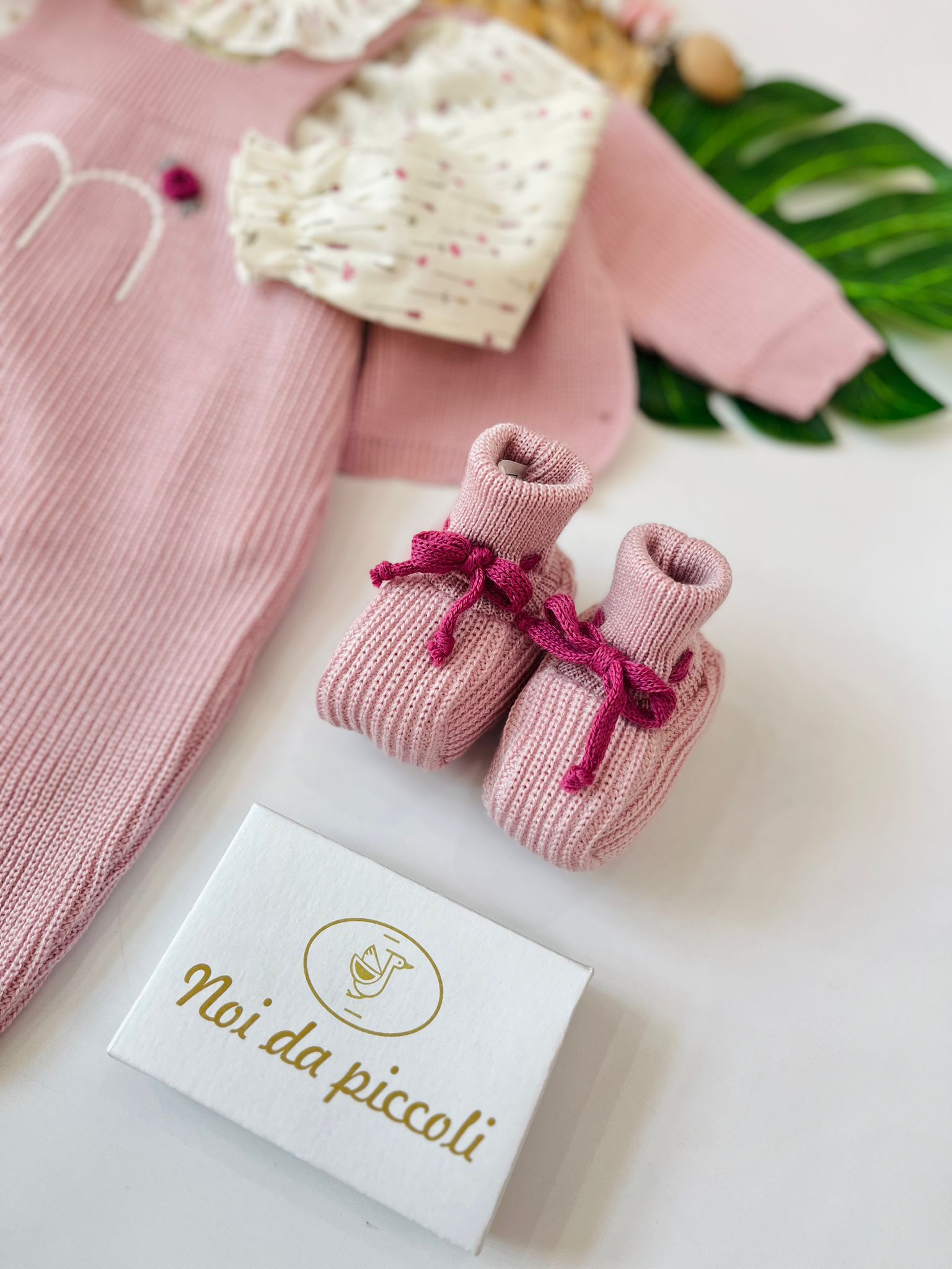 SALOPETTE CON BABBUCCE 100% LANA MARSALA CICLAMINO - Noi da piccoli