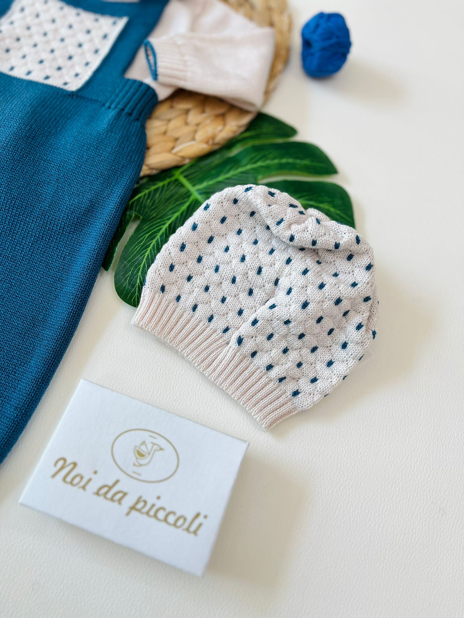 SALOPETTE CON BABBUCCE 100% LANA NATURALBIO ZAFFIRO - Noi da piccoli