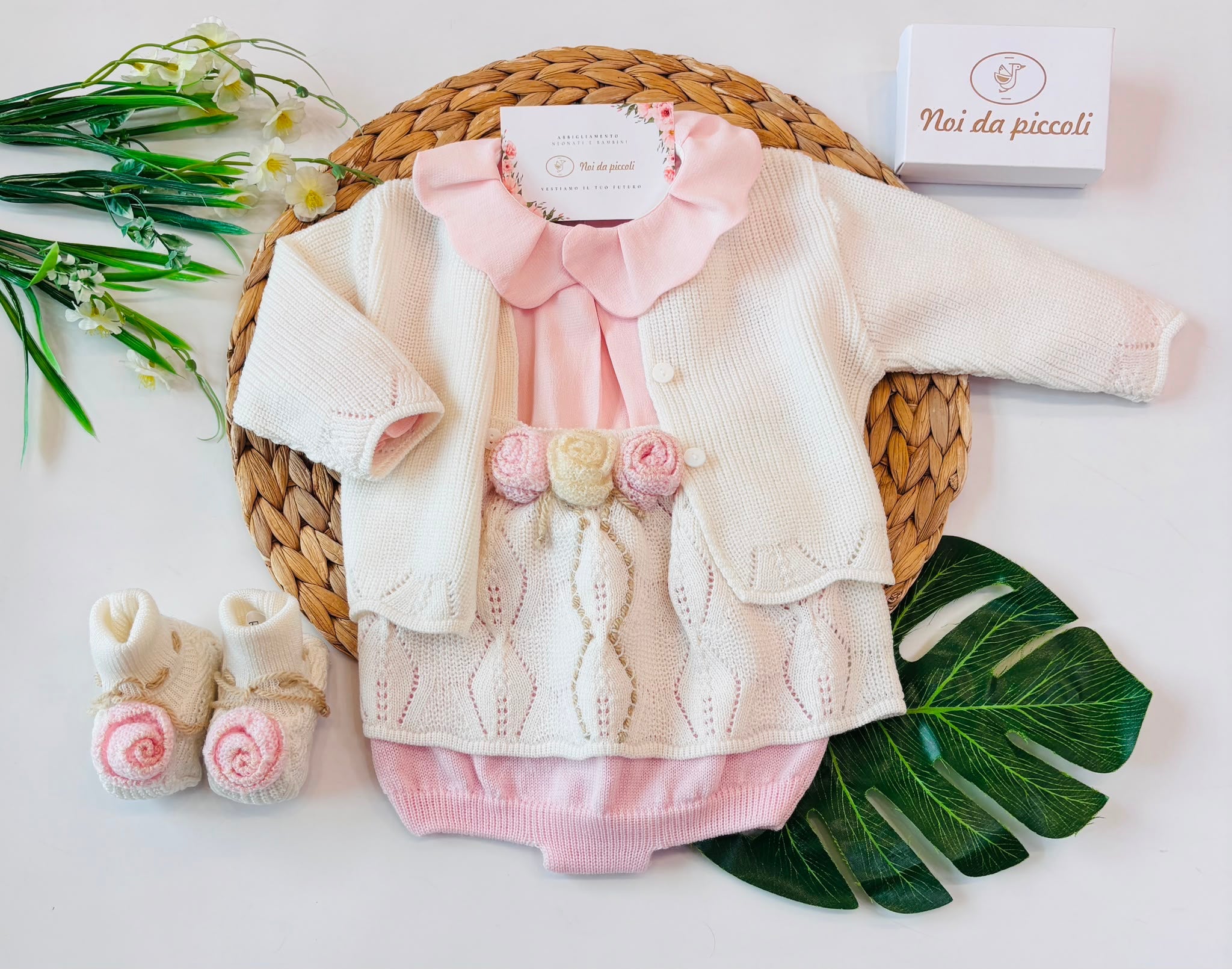 SALOPETTE CON BABBUCCE 100% LANA PANNA - Noi da piccoli