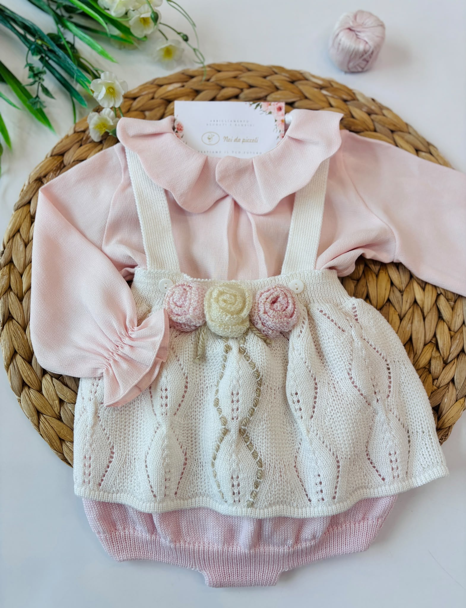 SALOPETTE CON BABBUCCE 100% LANA PANNA - Noi da piccoli