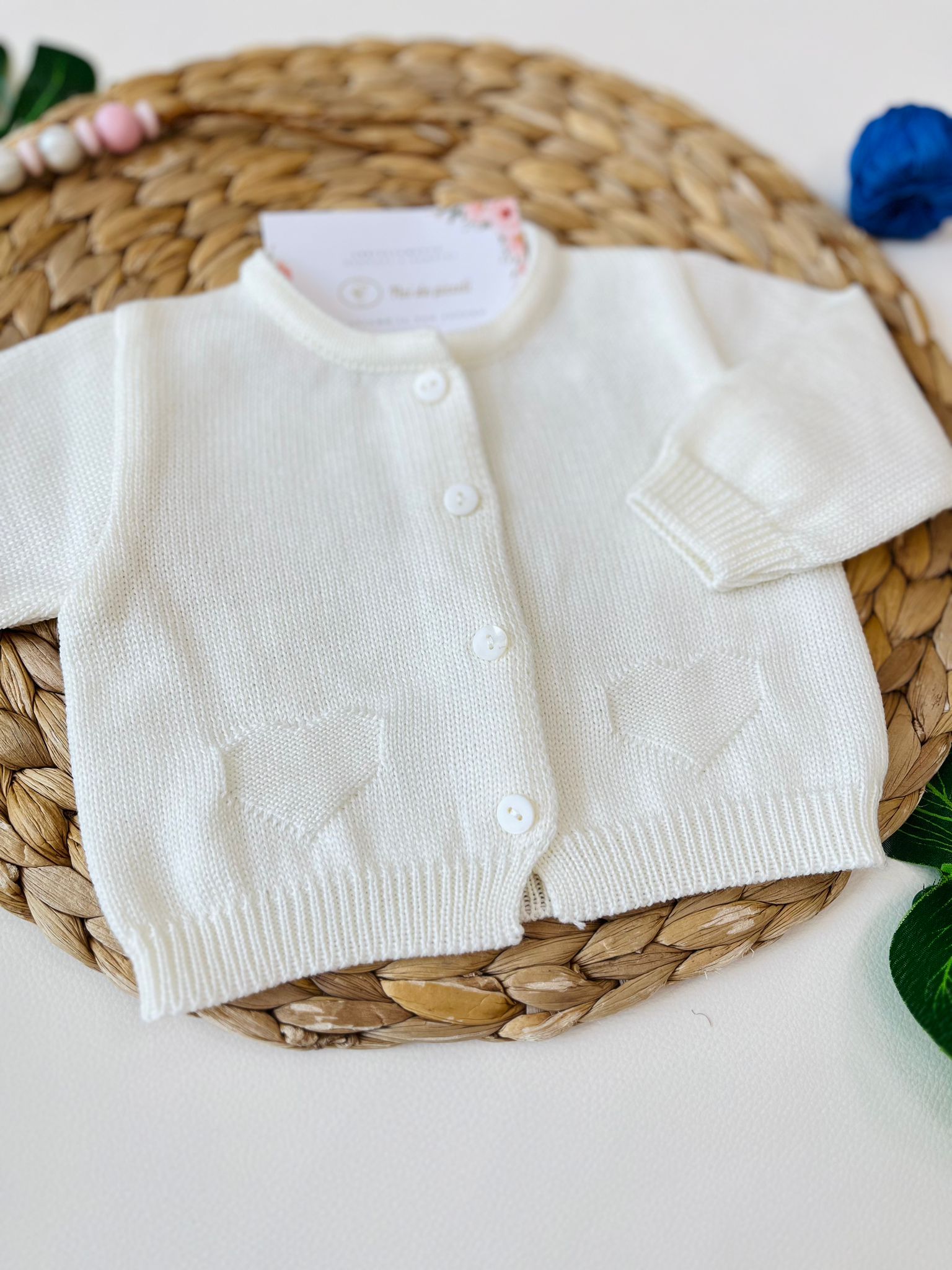 SALOPETTE CON BABBUCCE 100% LANA VANIGLIA ACQUA MARINA - Noi da piccoli