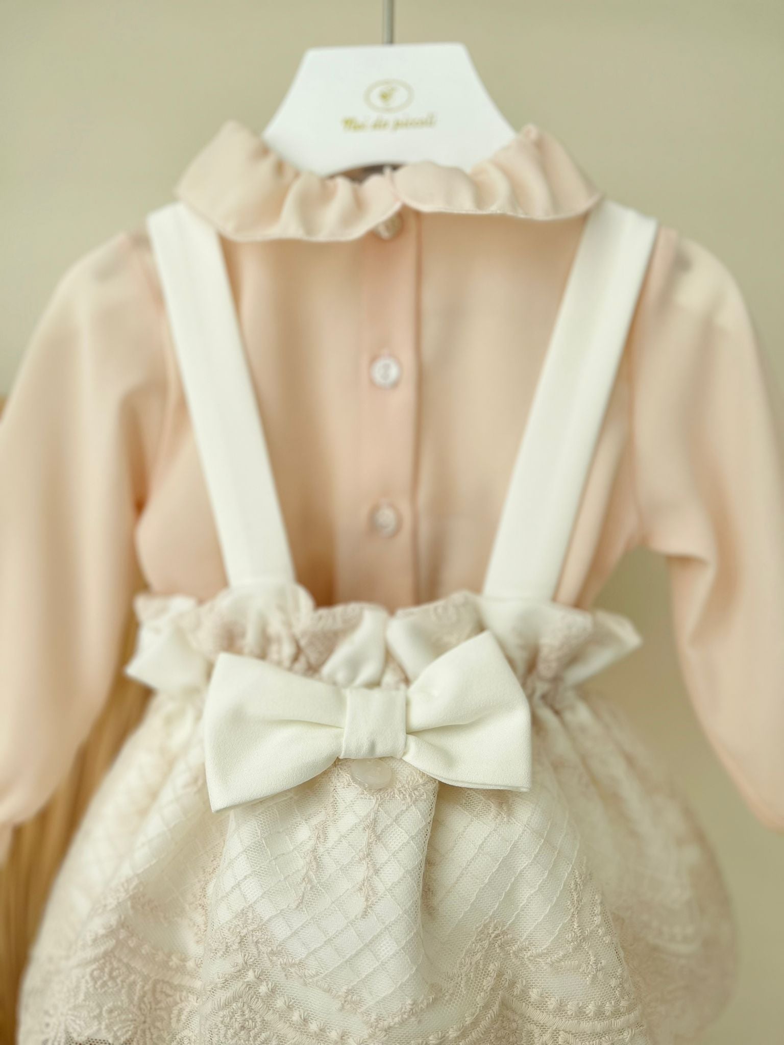 SALOPETTE CON BLUSA A BODY COTONE CALDO ROSA E PANNA - Noi da piccoli