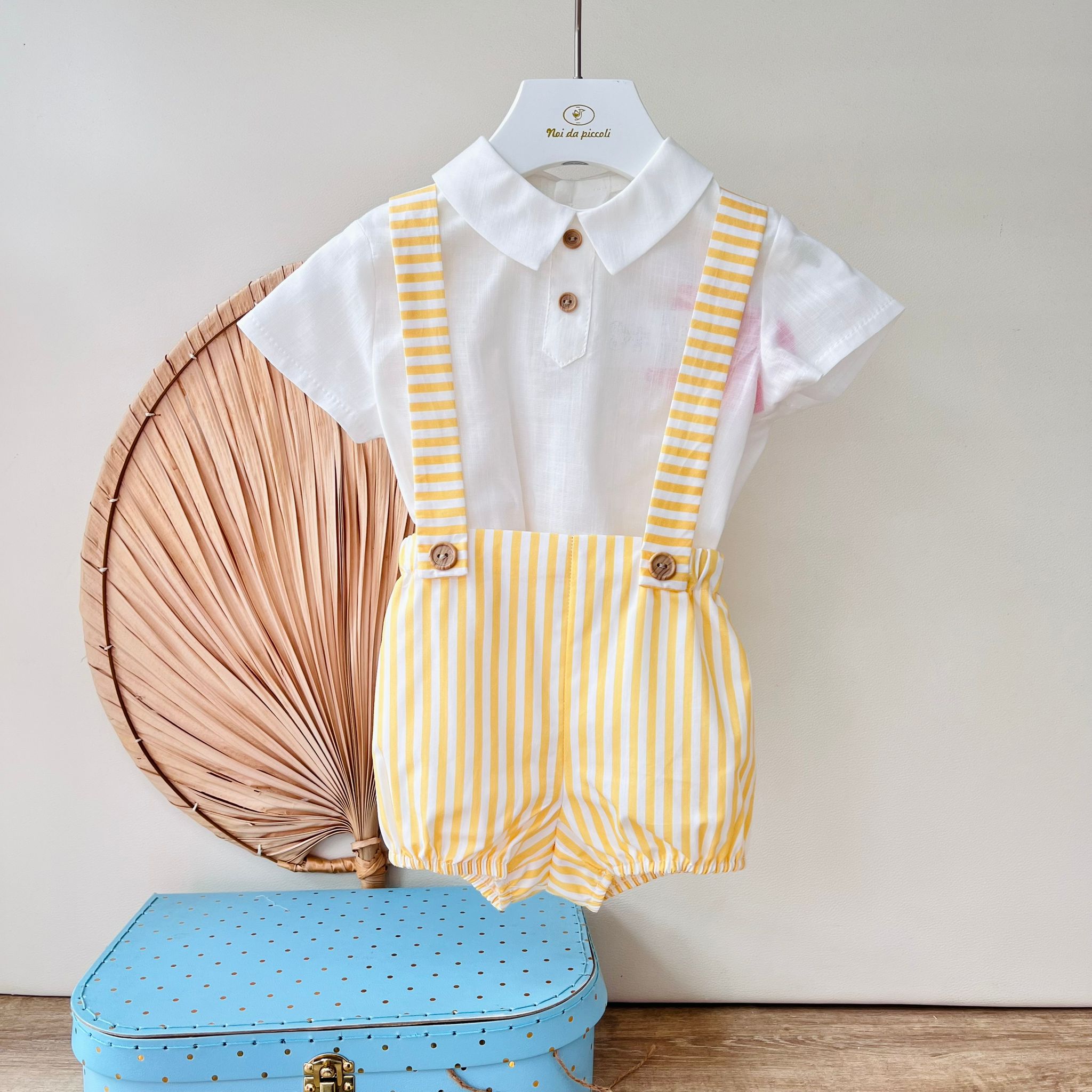 SALOPETTE CON CAMICIA LUCCA 100 % COTONE GIALLO - Noi da piccoli