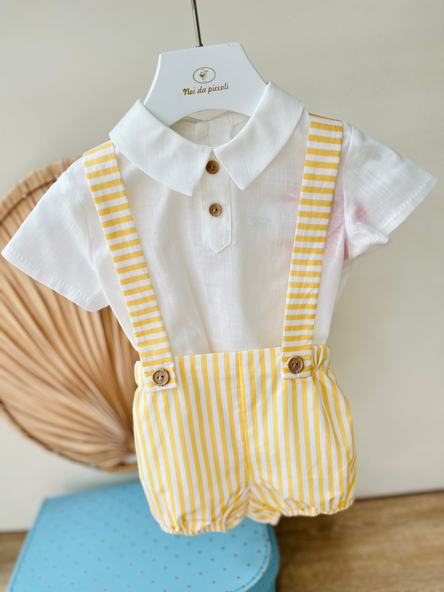 SALOPETTE CON CAMICIA LUCCA 100 % COTONE GIALLO - Noi da piccoli