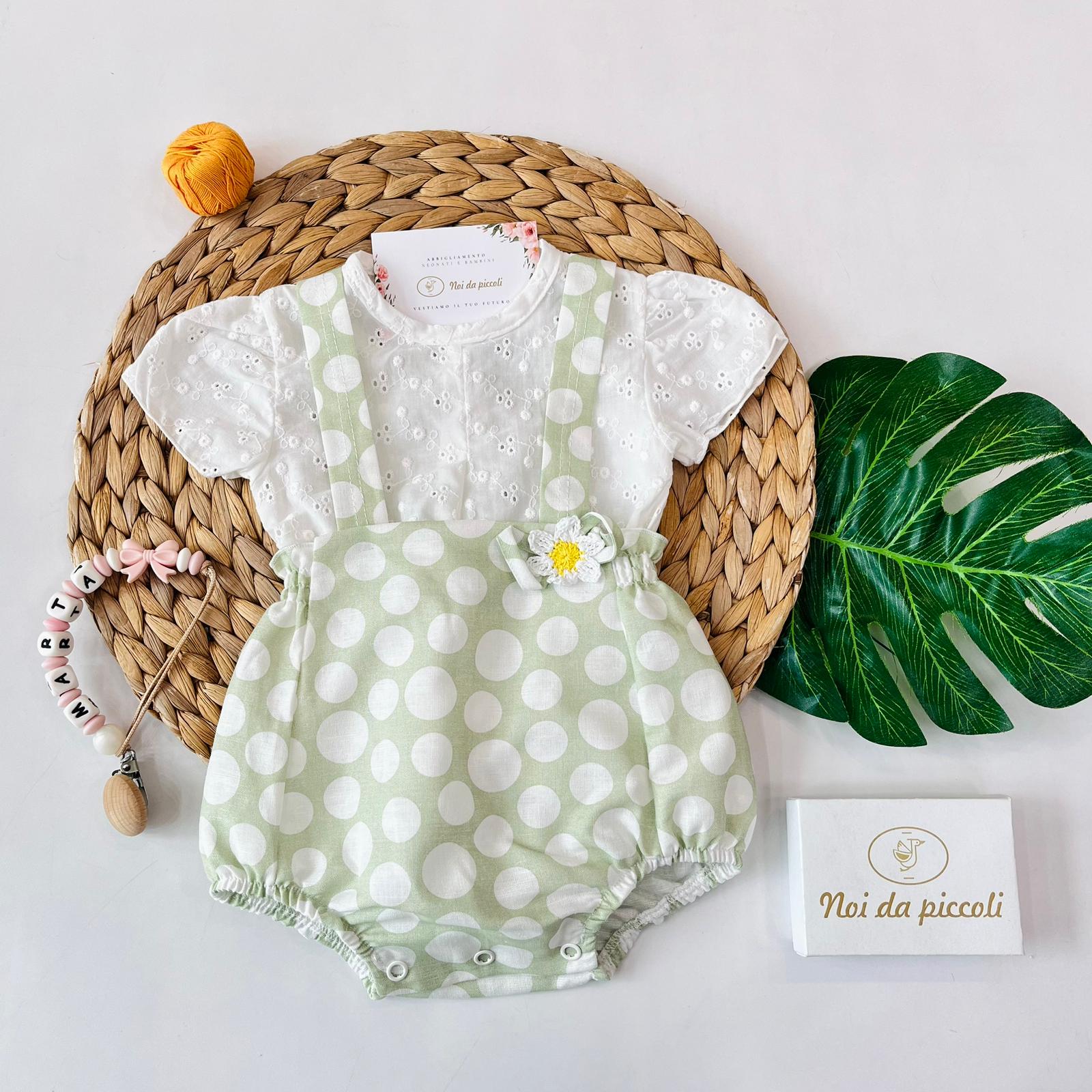 SALOPETTE CON CAMICINA 100 % COTONE VERDE - Noi da piccoli