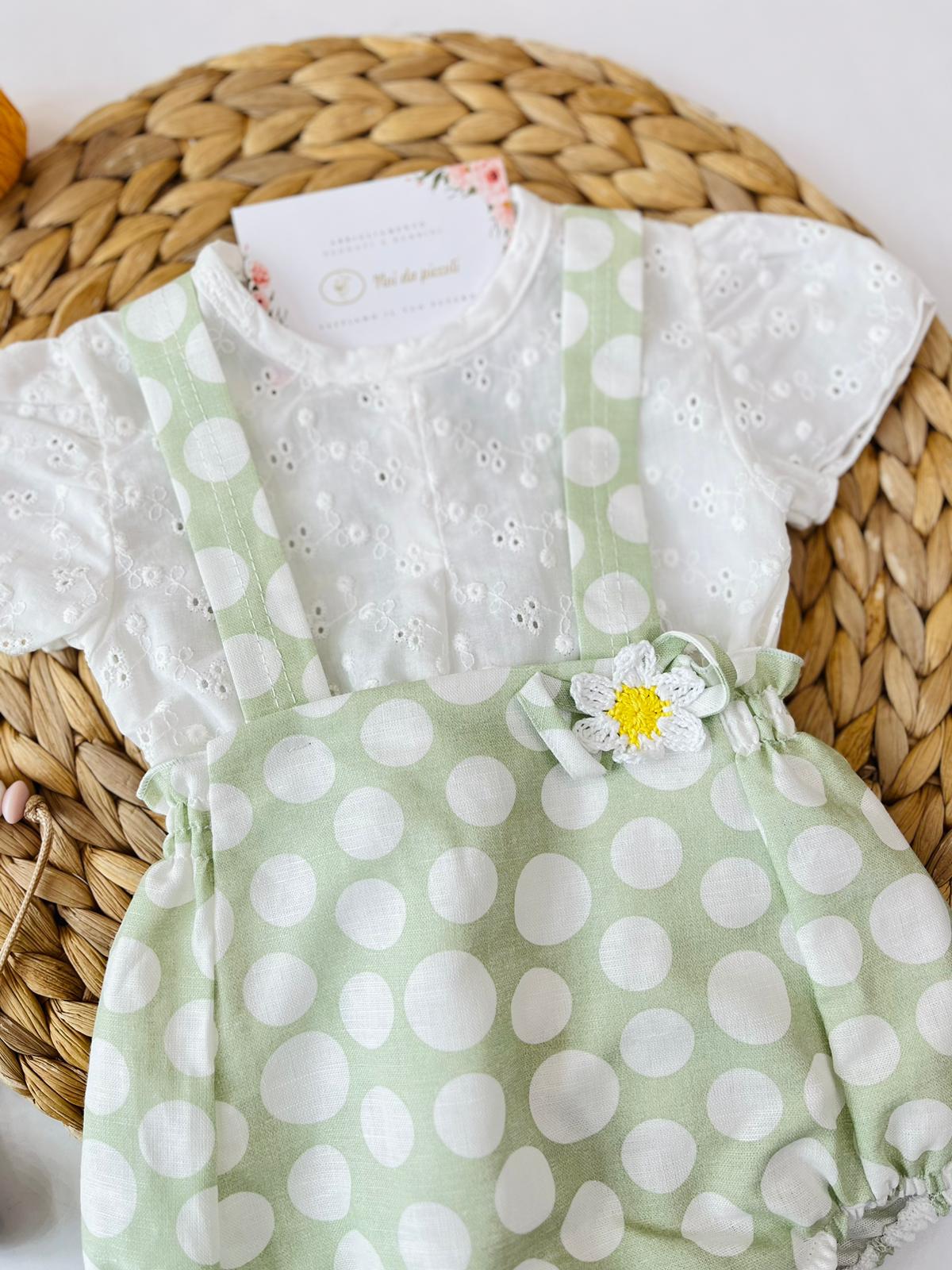 SALOPETTE CON CAMICINA 100 % COTONE VERDE - Noi da piccoli