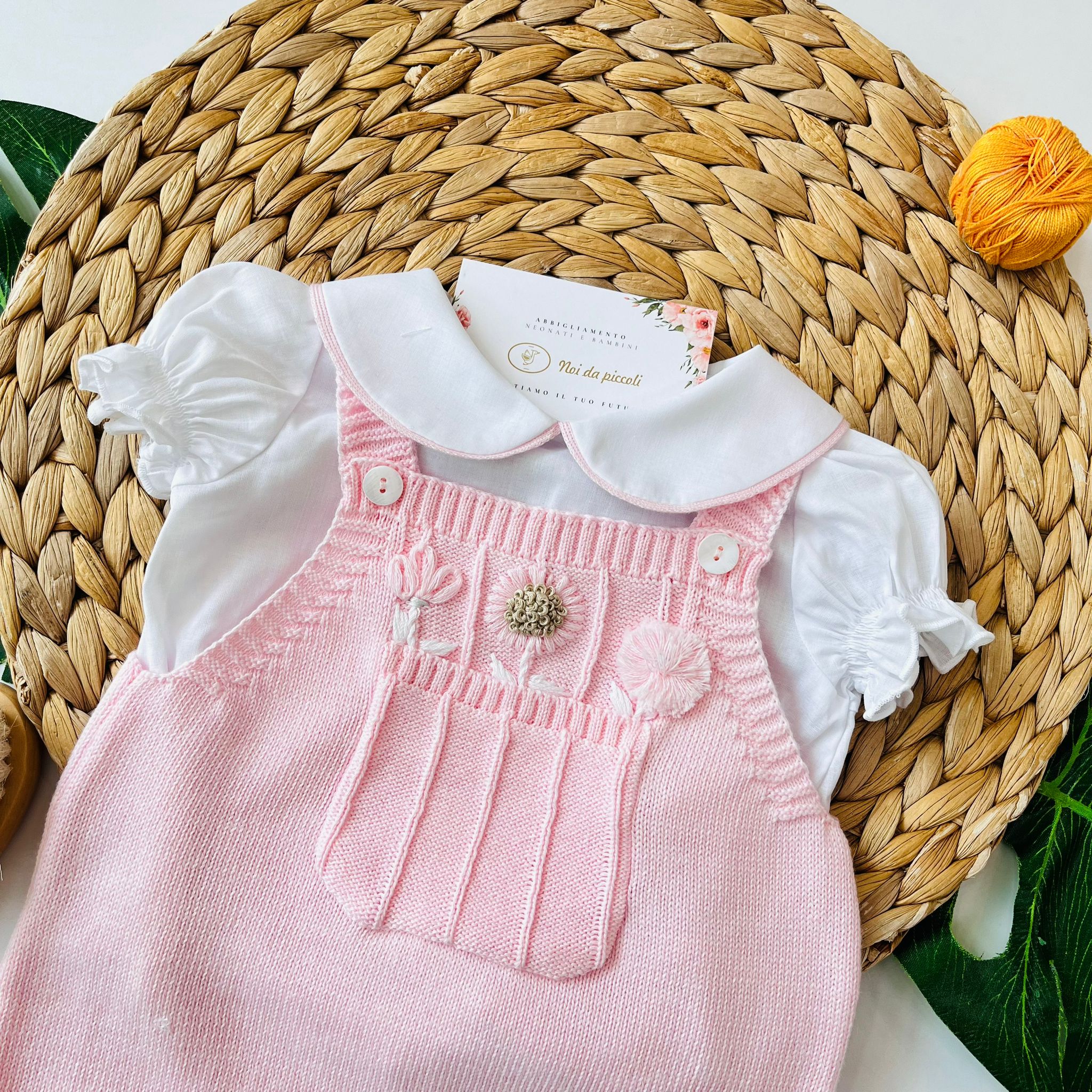 SALOPETTE CON CAMICINA 100% FILO DI COTONE BIANCO - Noi da piccoli