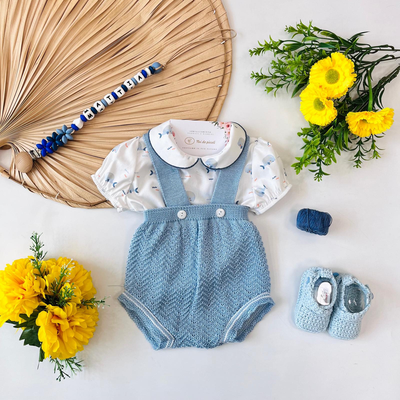 SALOPETTE CON CAMICINA CON BALENE FILATO E COTONE - Noi da piccoli