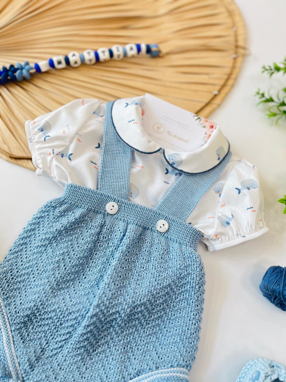 SALOPETTE CON CAMICINA CON BALENE FILATO E COTONE - Noi da piccoli