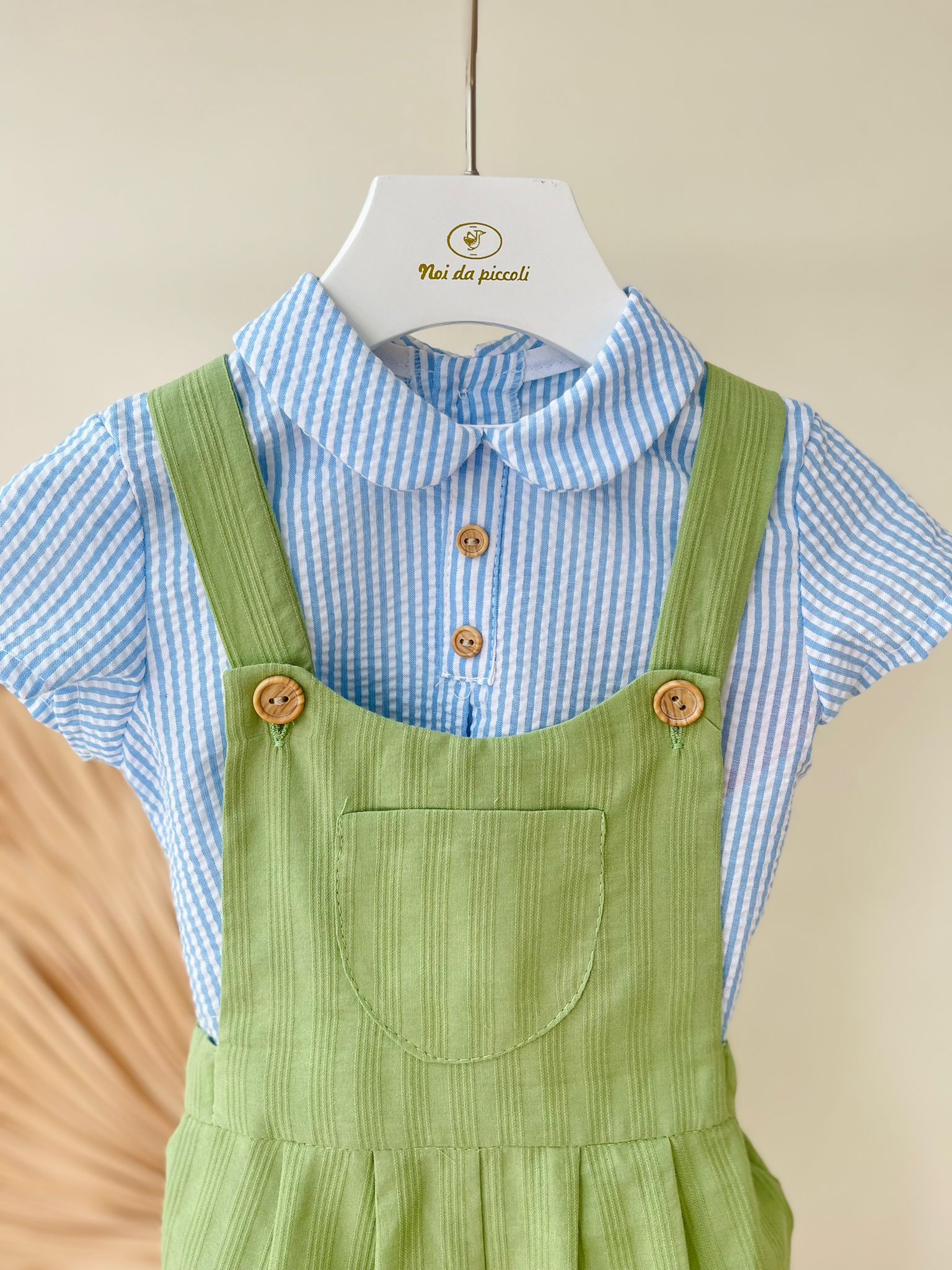 SALOPETTE CON CAMICINA PISA 100 % COTONE VERDE - Noi da piccoli