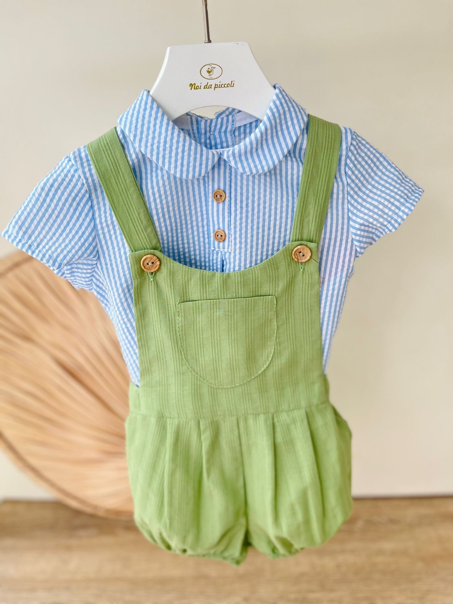 SALOPETTE CON CAMICINA PISA 100 % COTONE VERDE - Noi da piccoli