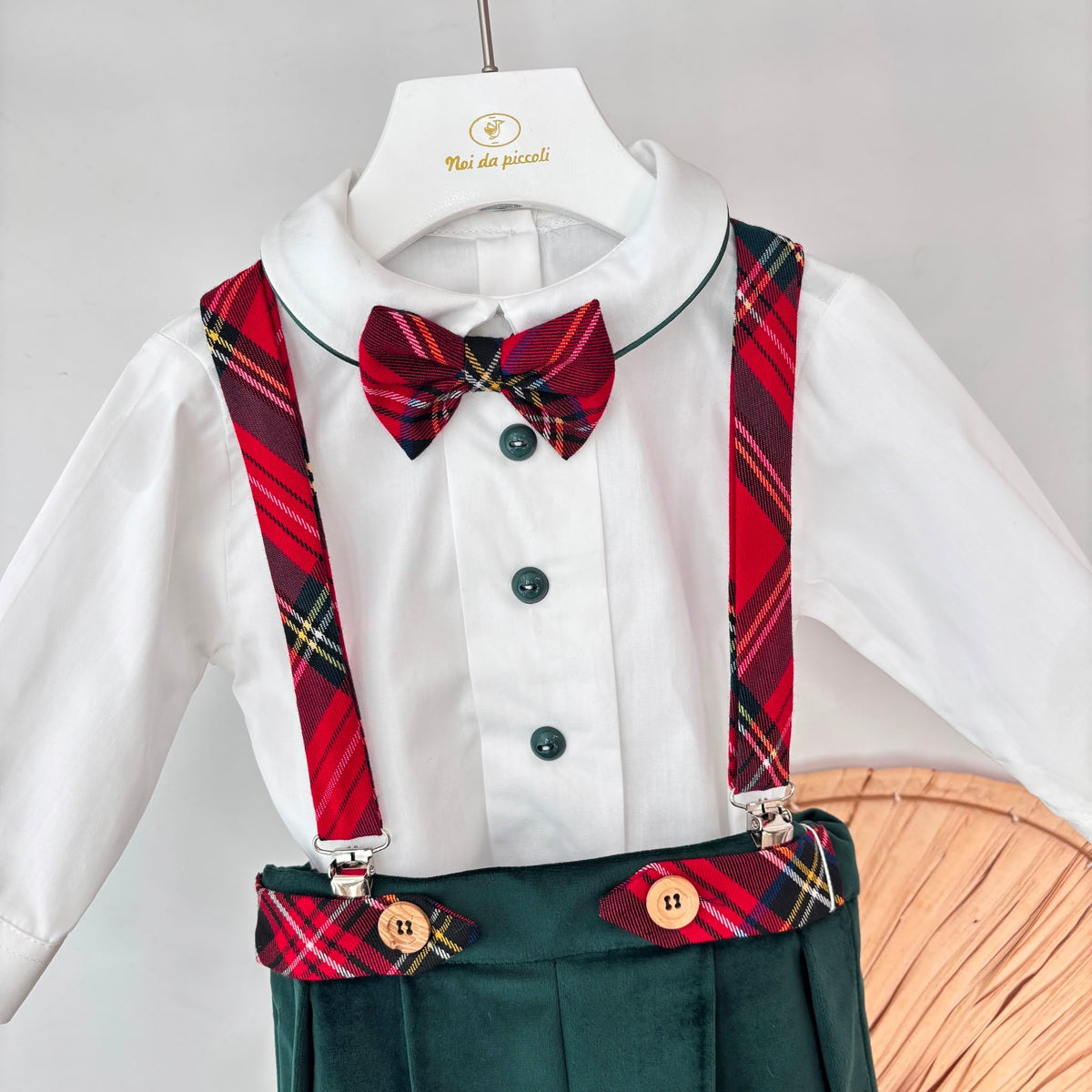 SALOPETTE con dettagli tartan VERDE - Noi da piccoli