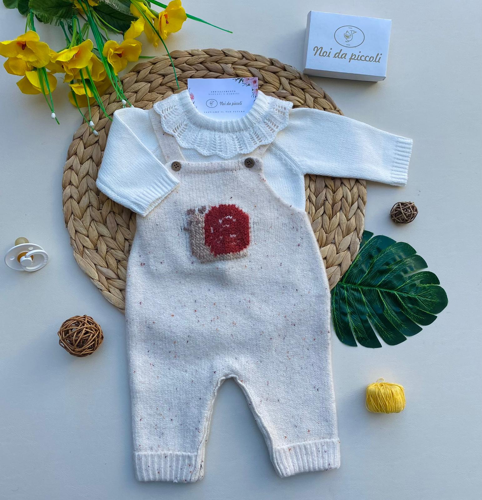 SALOPETTE CON DISEGNINI E MAGLIETTINA CINIGLIA CERAMICA - Noi da piccoli