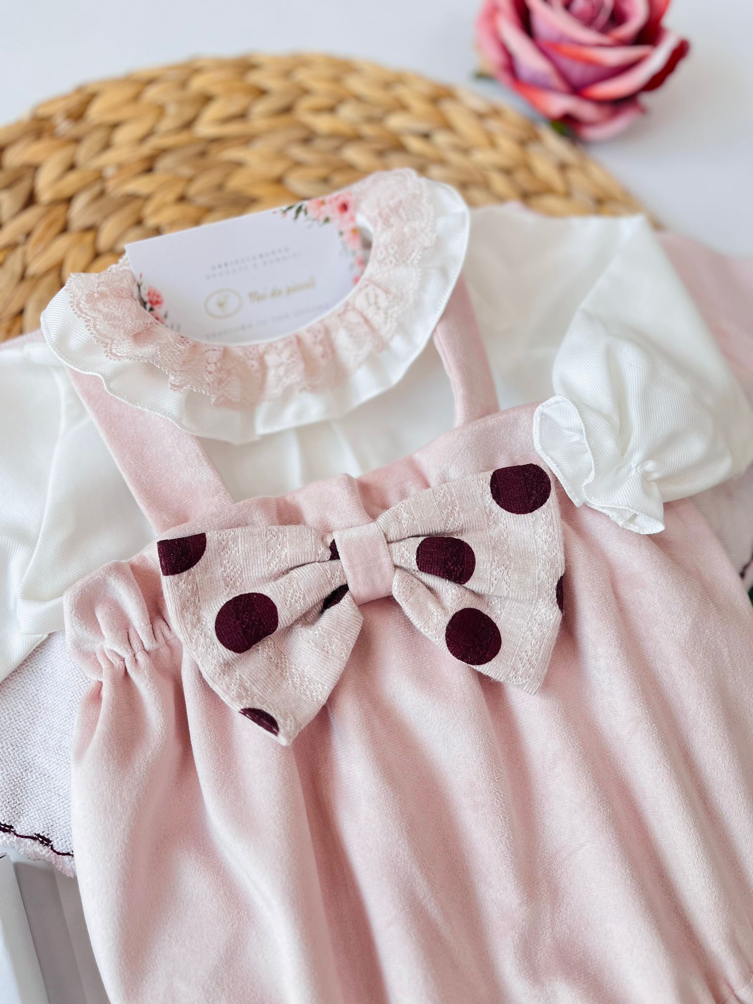 SALOPETTE CON GOLFINO 100% CALDO COTONE ROSA BORDO' - Noi da piccoli