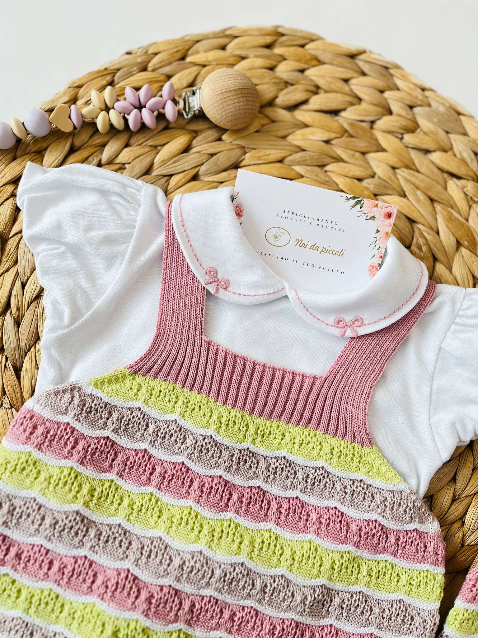 SALOPETTE CON PARURE 100% FILO DI COTONE MELOGRANO MULTICOLOR - Noi da piccoli