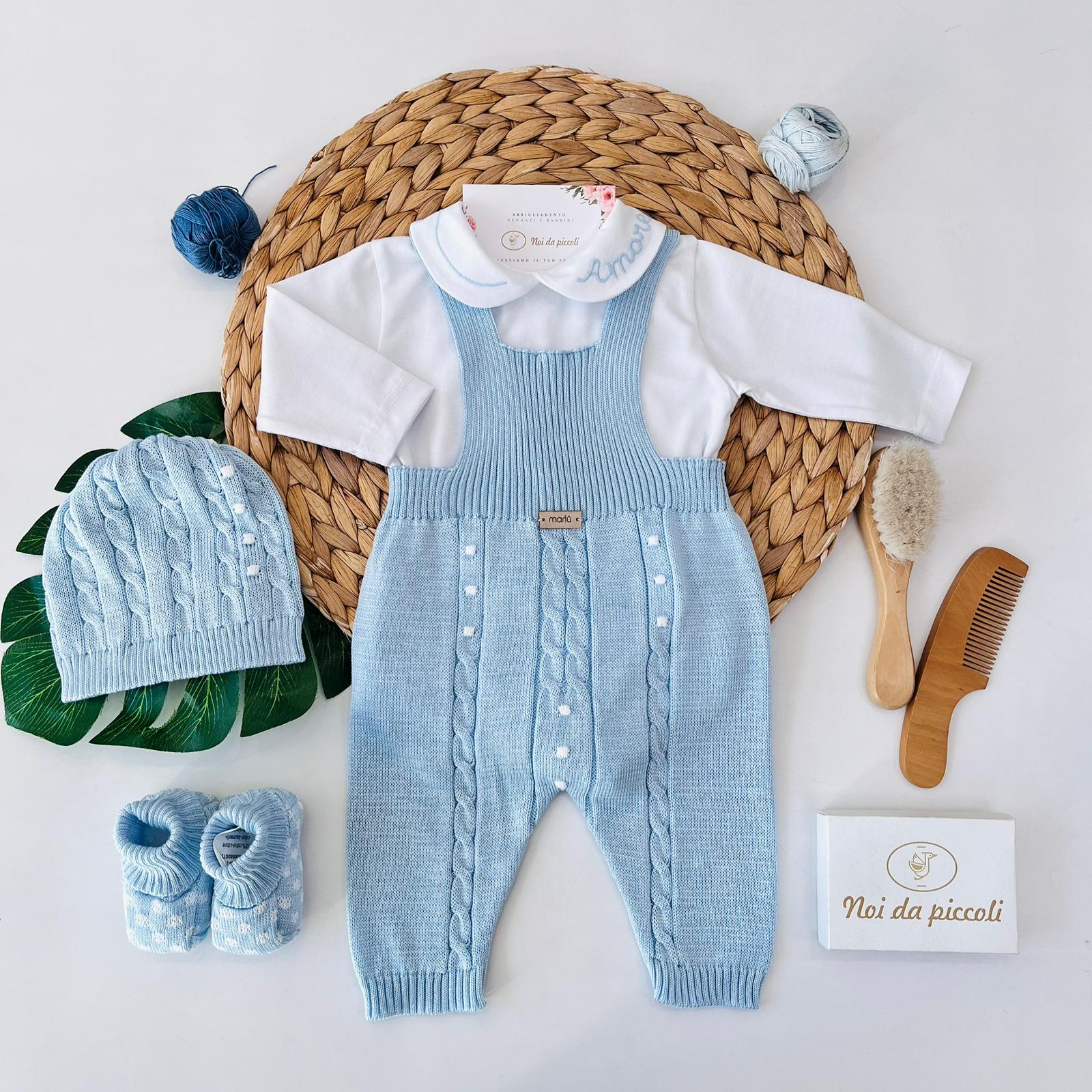 SALOPETTE CON PARURE 100% FILO DI COTONE POLVERE BIANCO - Noi da piccoli