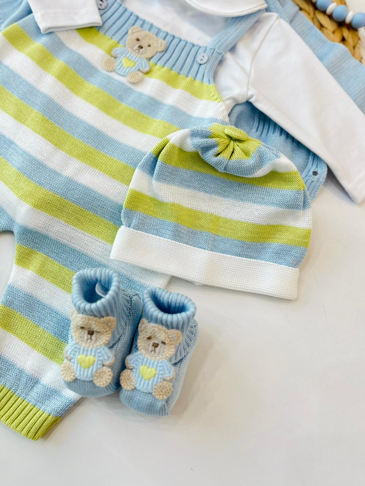 SALOPETTE CON PARURE 100% FILO DI COTONE POLVERE LIME - Noi da piccoli