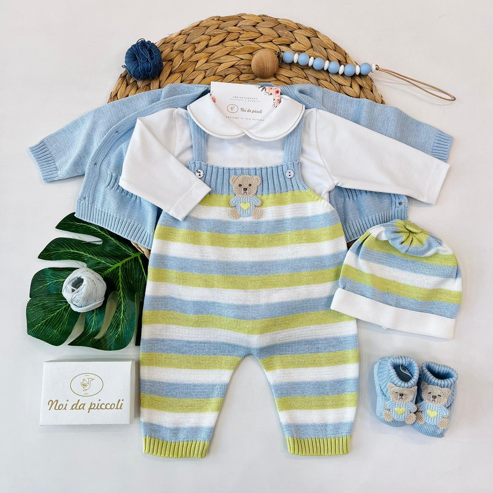 SALOPETTE CON PARURE 100% FILO DI COTONE POLVERE LIME - Noi da piccoli